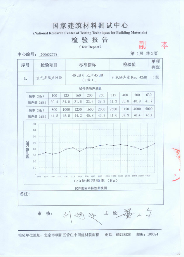 深圳隔音門窗隔音玻璃--檢測(cè)報(bào)告